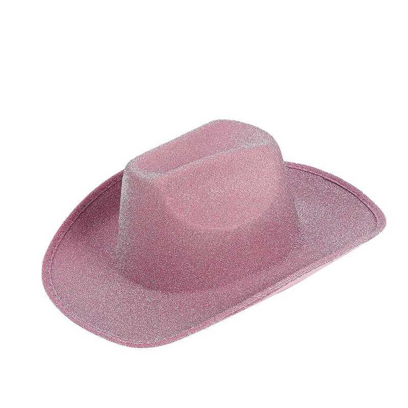 Sparkling Pink Cowboy Hat Sunglasses Scarf Theme Party Costume Stage Prop Set W241225