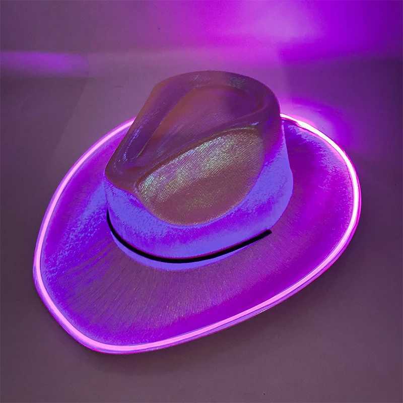 Wirel Glowing Cowboy Hats Concert Masquerade Bar Cowboy Supplies Bride To Be Hat Woman Disco Bride LED Cowboy Hat W241225