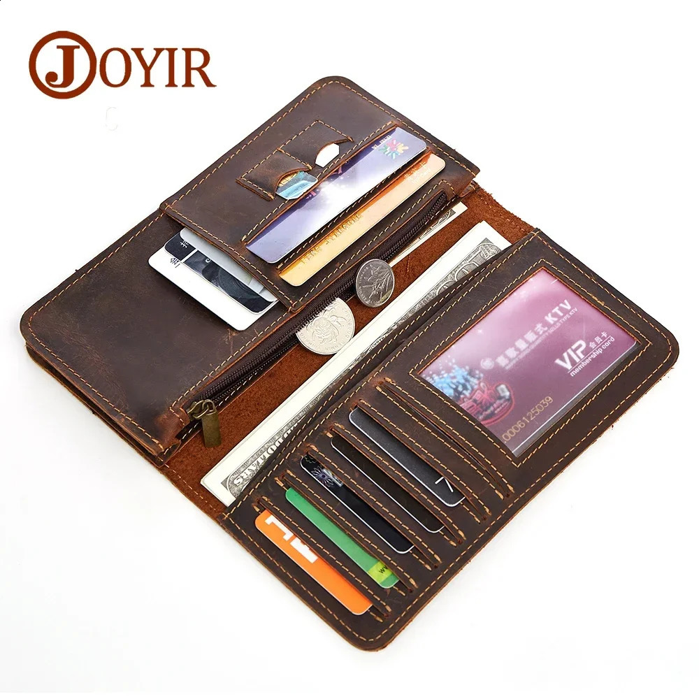 Men Genuine Leather Wallet Men Coin Purse Vintage Long Men Wallets Perse Solid Card Holder Clutch Carteira Hombre for Male 241224