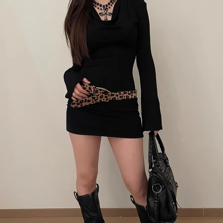 Leopard Print Retro Y2K Belts For Women Buckle Pin Waist Belt Female Pu Leather Hip Hop Fashion Waistband 241226