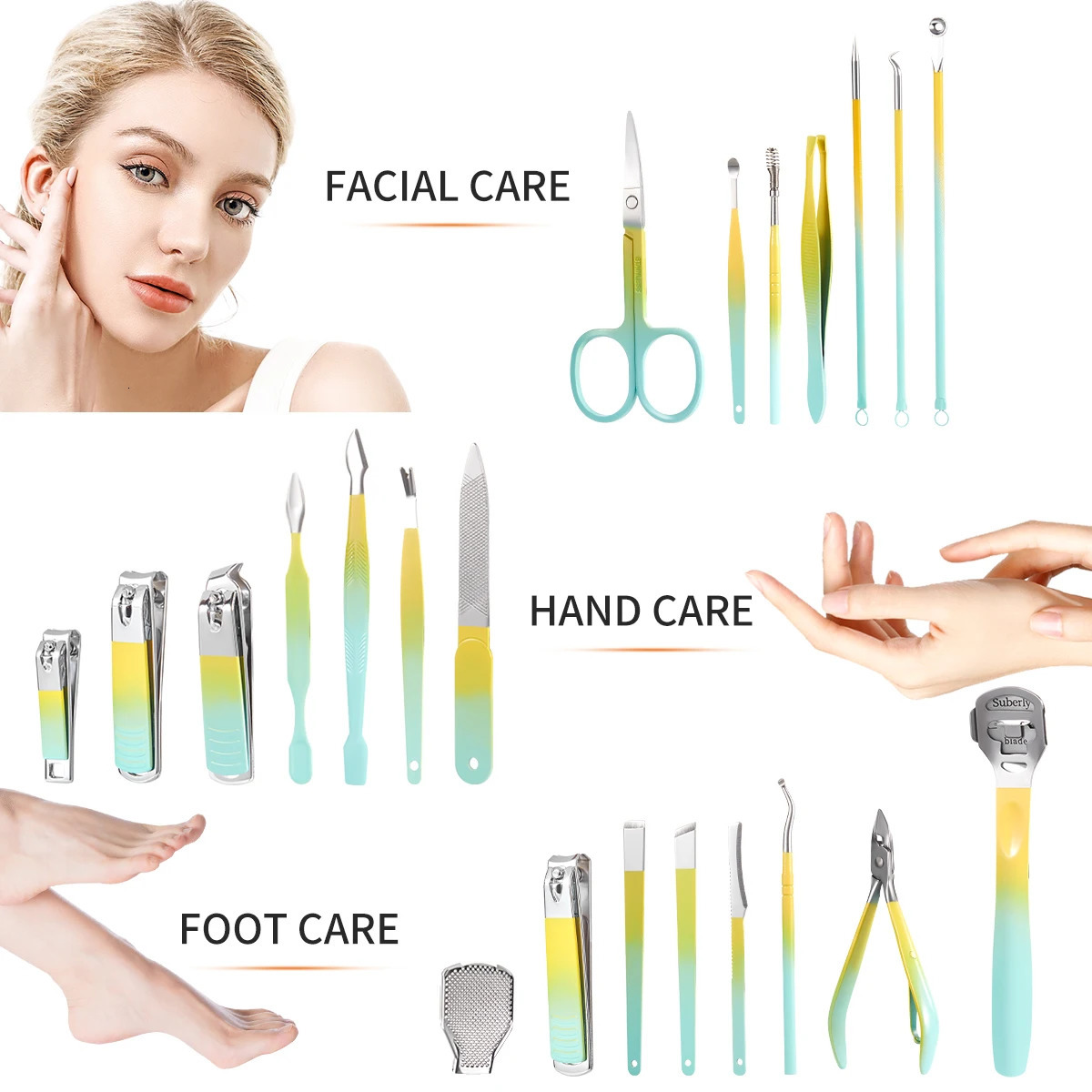 9-22pcs Nail Clipper Manicure Set Stainless Steel Manicure Kit Nail Care Tools Portable kit 241225