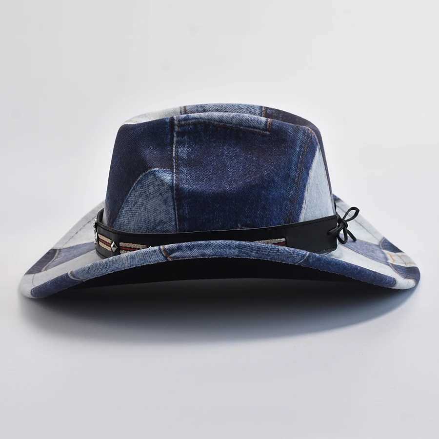 Retro Western Mens Cowboy Hat 8CM Wide Brim Gentlemens Jazz Hat Panama Cowboy Hat Sombrero Hombre Cs W241225