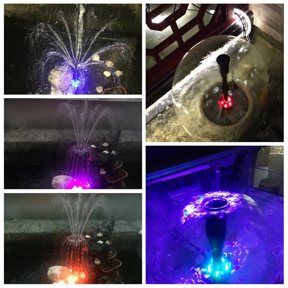 8W Multi-function Aquarium Oxygen Fish Pond Led Color Changing Submersible Water Pump Garden Water Fountain Pump Maker Pump D30 241225