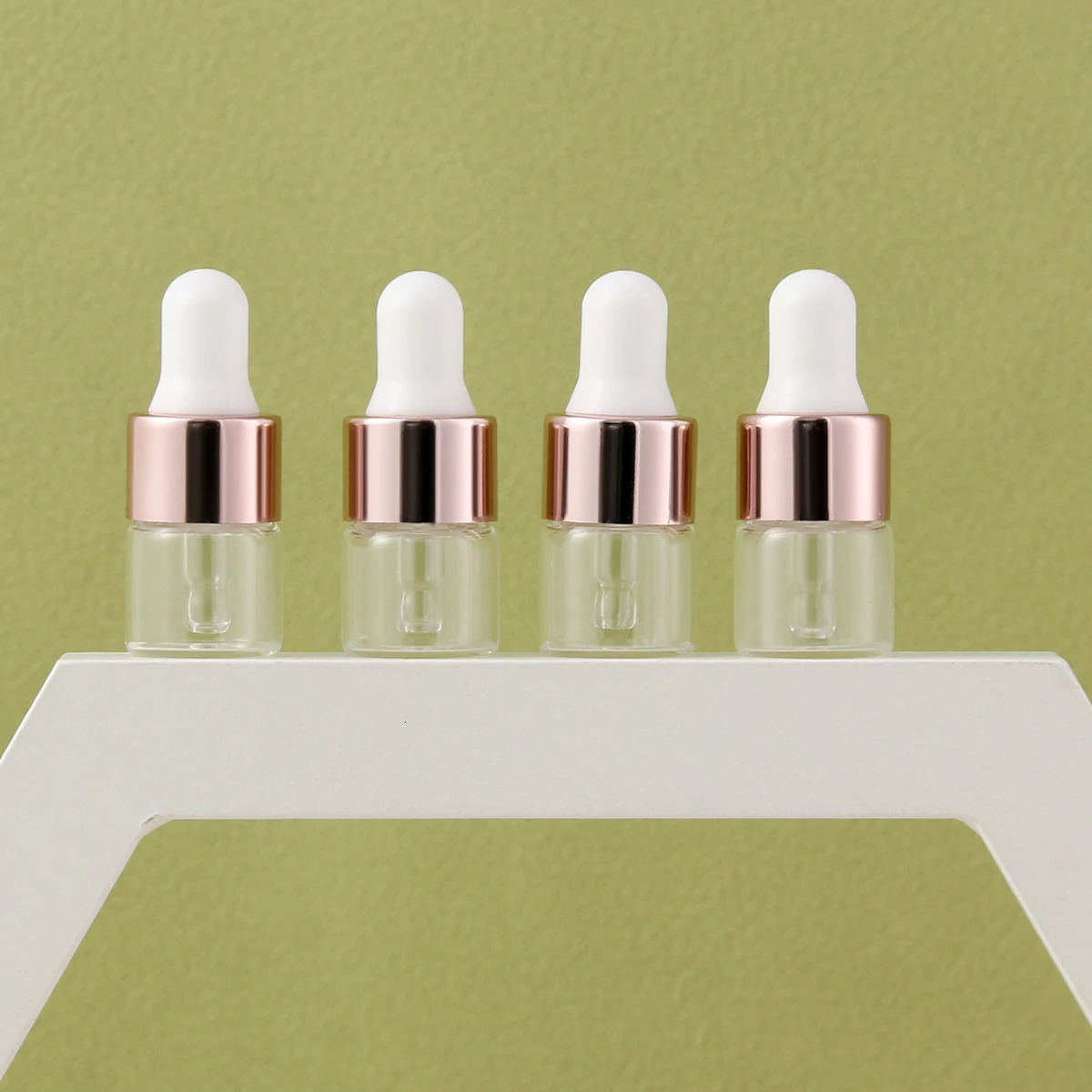 50pcs 1ml Rose Glod Mini Glass Dropper Bottles Small with Glass Eye Dropper for Essential Oils Sample Traveling 241225
