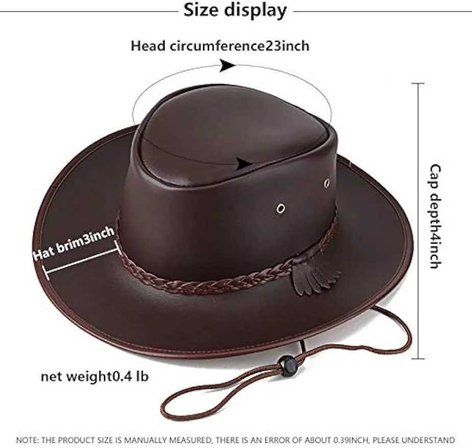Mens and womens denim hats Western leather exterior wide Brim Rain C W241225