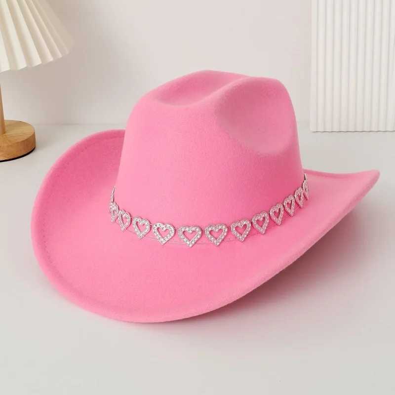 Lamuusaa y2k Womens Rhinestone Heart shaped Cowboy Hat Wide Brim Western Hat Theme Party C Accries W241225