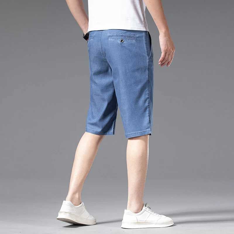 Classic style summer mens business thin denim shorts Lyocell fabric paired with stretch blue shorts mens brand W241226