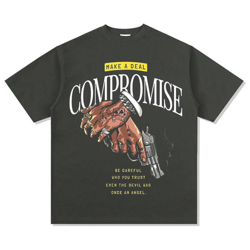 Bc new summer American street dark style printed short sleeved t-shirt made of pure cotton round neck hooded sweatshirt