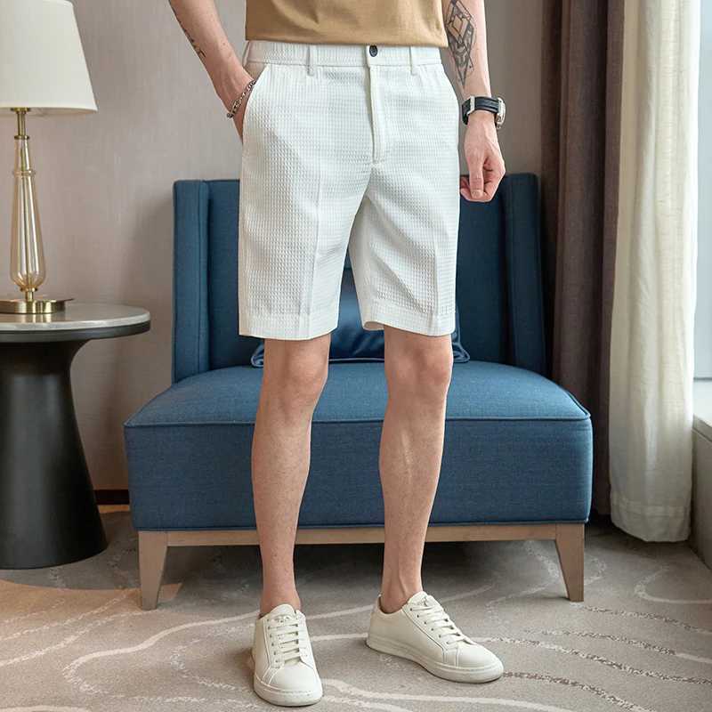 Fashionable mens elastic waist casual pants high-quality solid color shorts for summer 2024 solid color shorts and pants W241226