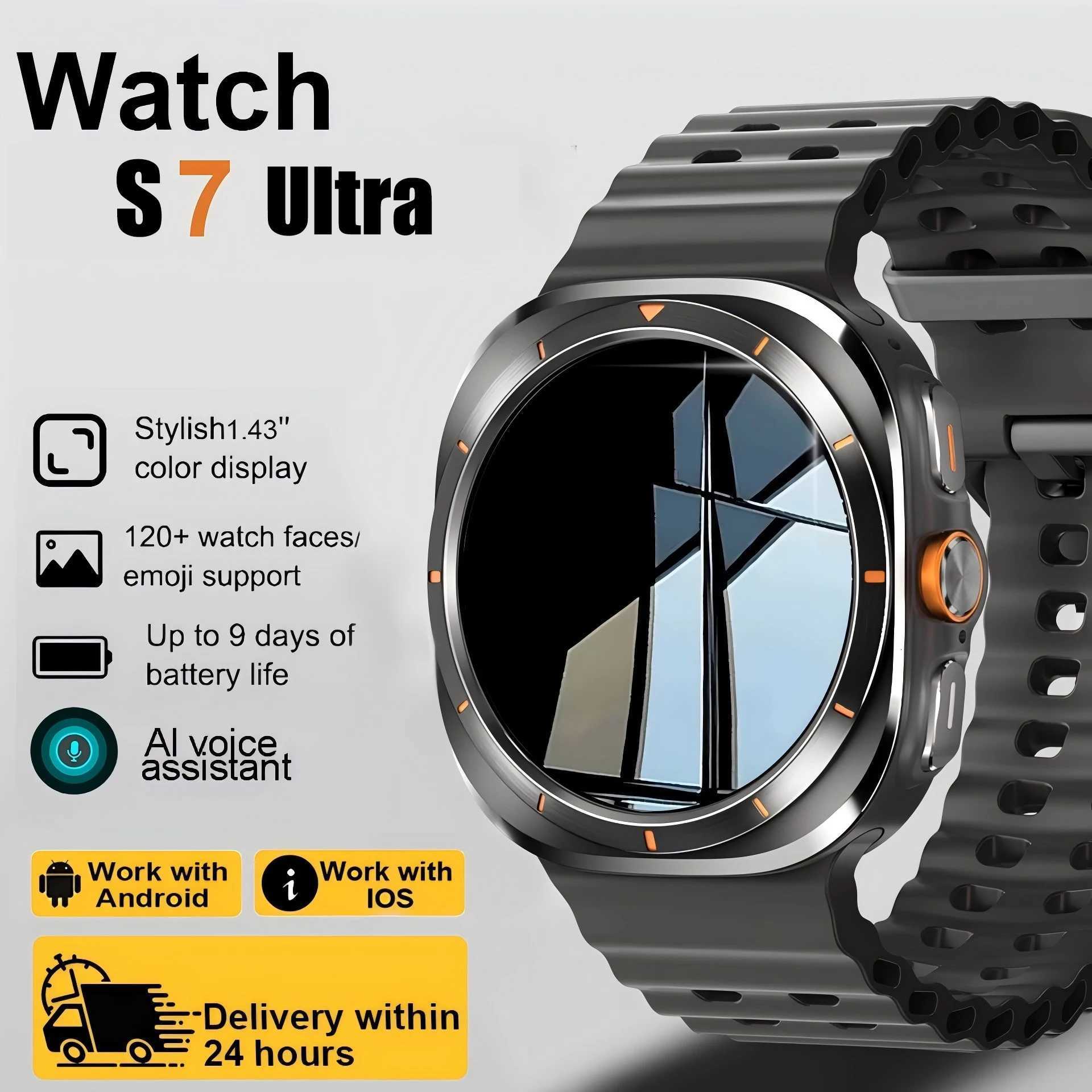 2024 New Smart Watch 7 Ultra Men AMOLED Screen Multi functional Sports Fitness Tracker Healthy Womens Smart Watch X241226