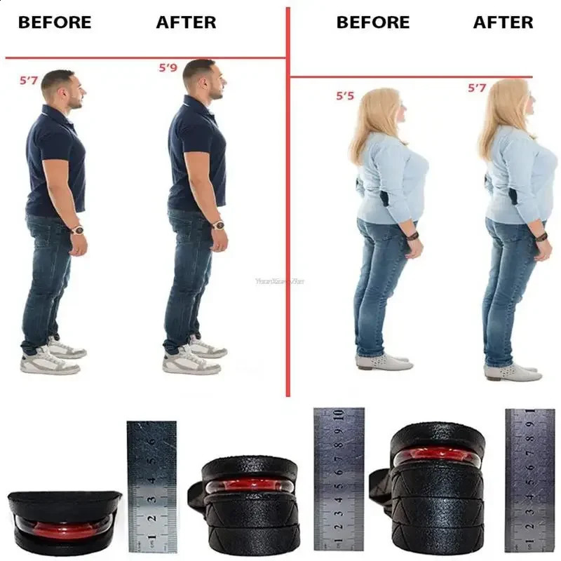 Height Increase Insoles Air Shoe Cushion Lift Insert Men Women 3-9cm Invisible Variable Insole Adjustable Cut Taller Support Pad 241226