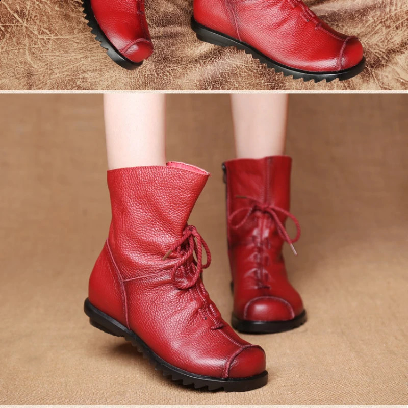 Women Shoes Retro Original Leather Short Boots Warm Leather Boots Autumn and Winter Ankle Boots women Boots Botas De Mujer 241226