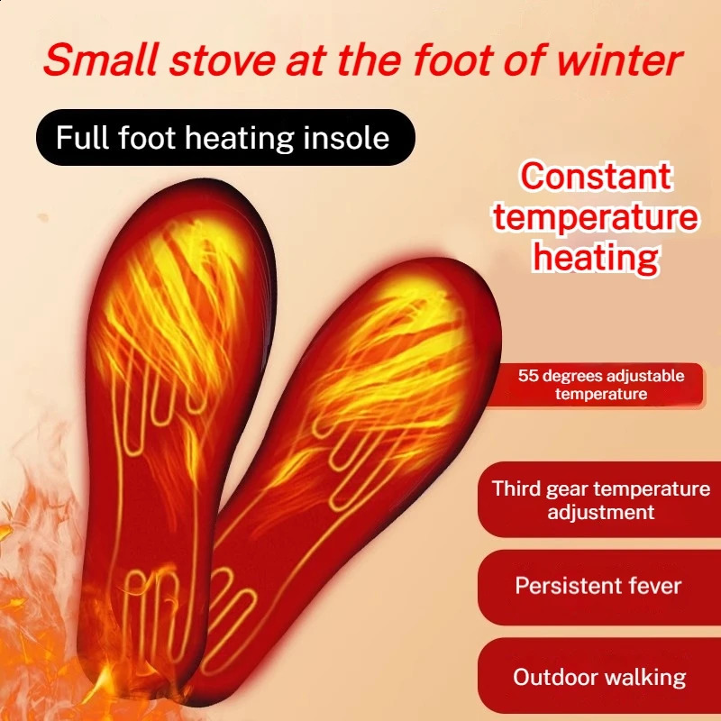 USB Rechargeable Heated Insoles 35-46 Electric Heated Shoe Insoles Feet Heater Winter Warmer Camping Hiking Skiing Accessories 241226