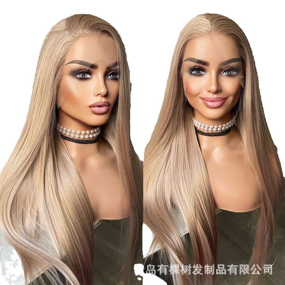 Same Wig Matte High-Temperature Silk Synthetic Front Lace Headband With Long Straight Hair Kq1 Kq1