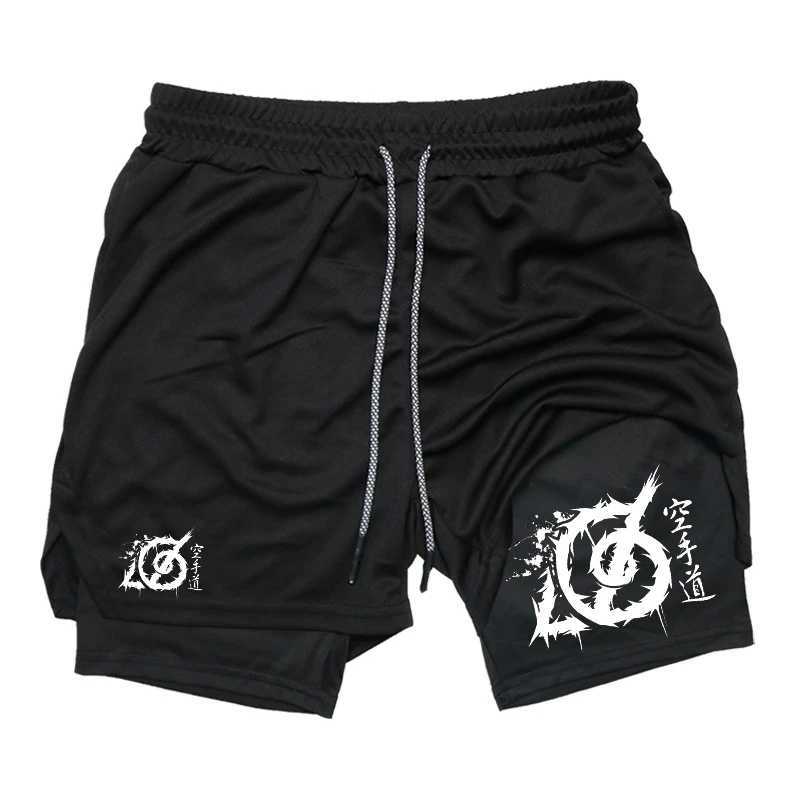 Karate Graphic 2 in 1 Workout Running Shorts for Men Gym Athletic Sport Shorts with Compression Liner Phone Pocket Towel LoopXJ241226