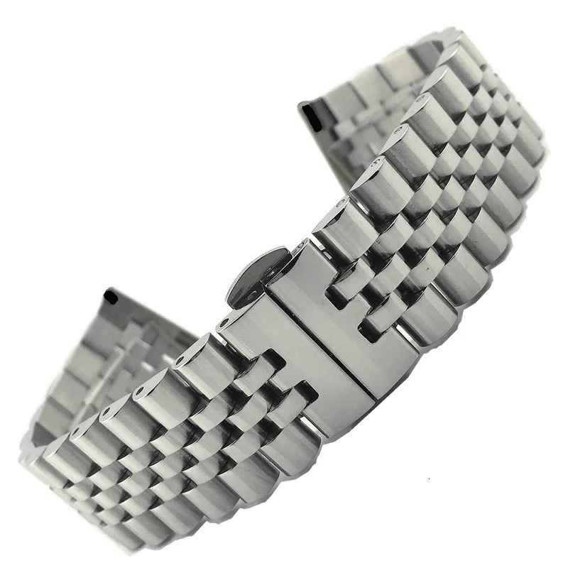 Classic Stainless Steel Jubilee Band Strap Universal Bracelet Curved End Butterfly Buckle For Samsung Replacement Band 241225