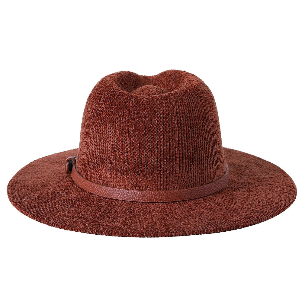 Knitted Fedora Hat Pure Color Chenille Material Jazz Hat Fedora Hat Felt Hat Natural Color Jazz Winter Hat 241226