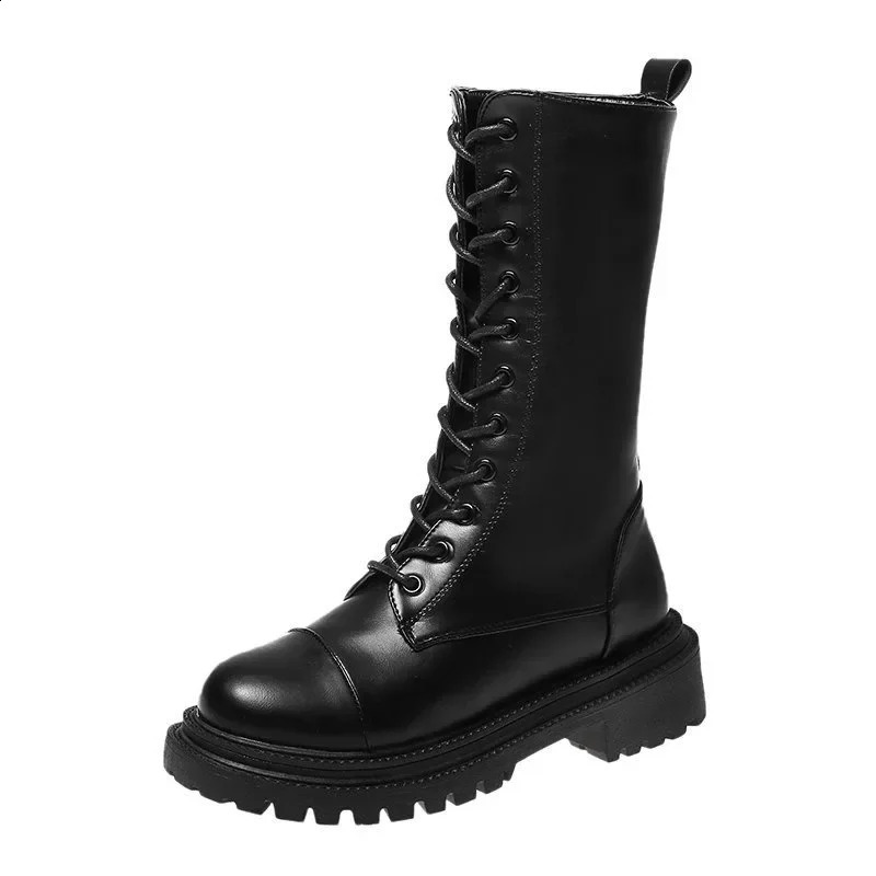 Thick soled boots for womens retro British style spring autumn and winter Korean version fashion versatile boots 241226