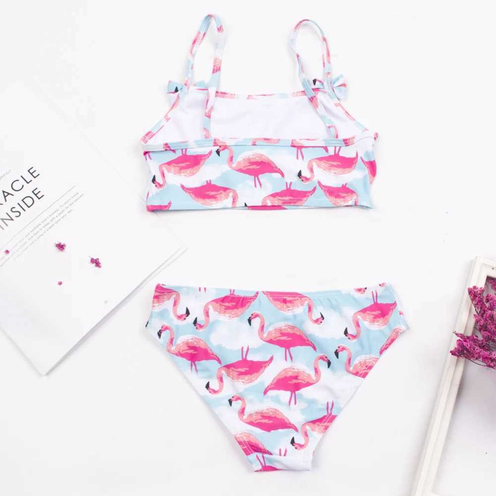 2-8 year childrens swimming suit childrens printed bow decoration bikini set summer childrens swimming suitW241225