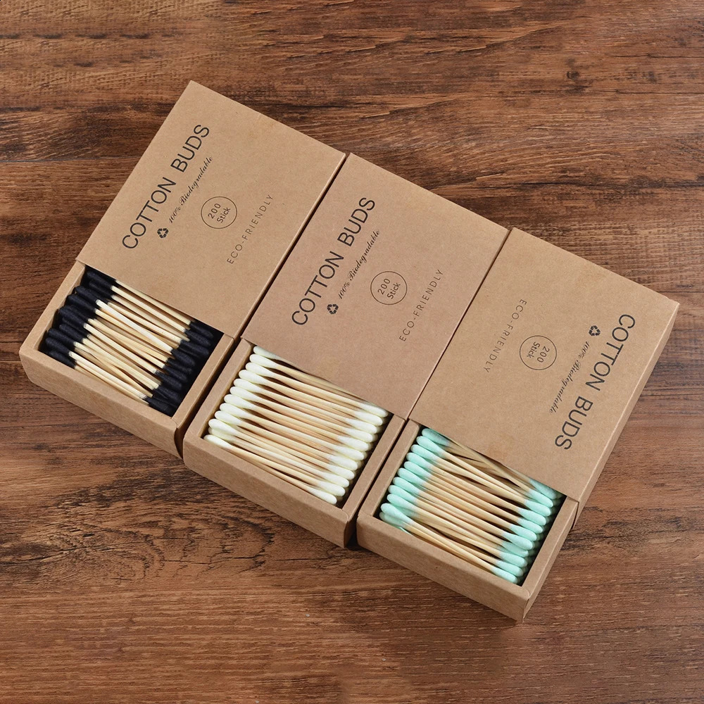 2000Pcs Color Mix Double Head Bamboo Cotton Buds Adults Makeup Cotton Swab Eco Friendly Wood Sticks Nose Ears Cleaning Tools 241226