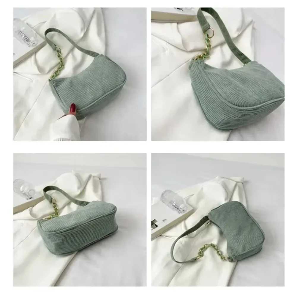 1PC Fi Vintage Womens Handbags Corduroy Underarm Bag Casual Women Shoulder Bags Solid Color Zipper Female Handbag CluhXJ241225