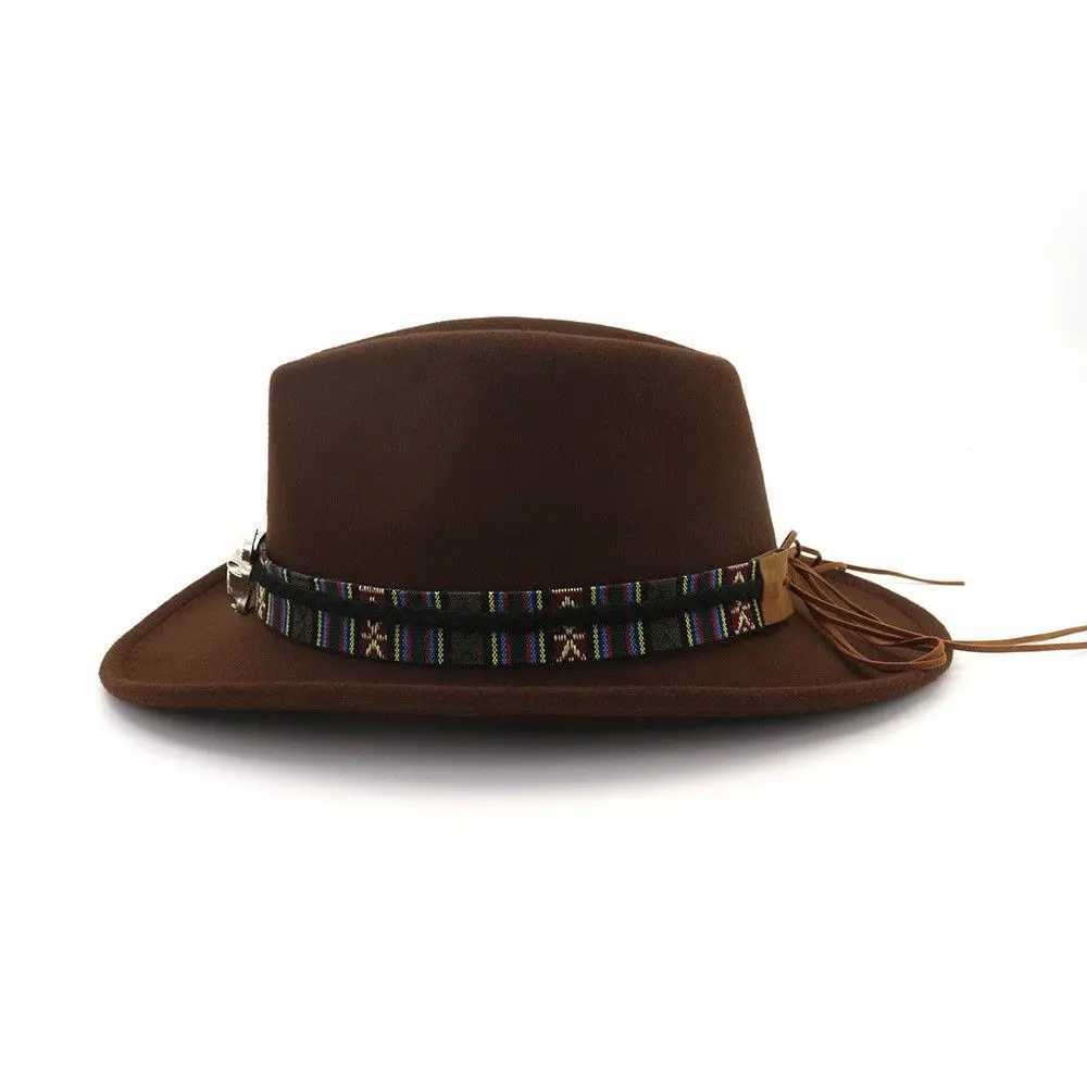 Mens and Womens Cowboy Hat Jazz Hat Curling Dance Performance Cs for Men Gorras Para Hombres Casquette Homme W241225