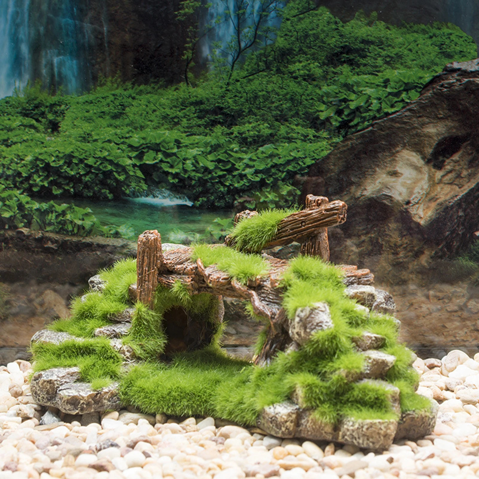 Aquarium Rockery Hideaway Aquatic Caves Multifunctional Bridge Ornament Fish Tank Decoration for Table Desktop Decorative 241225