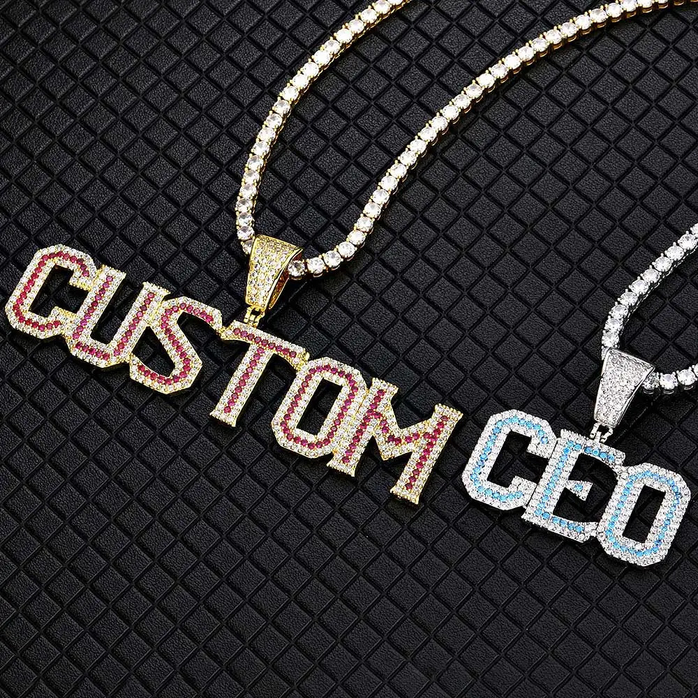 Hip Hop Custom Initial Name letter Iced Out Zircon Fashion For Men Necklace Pendant Jewelry 241226