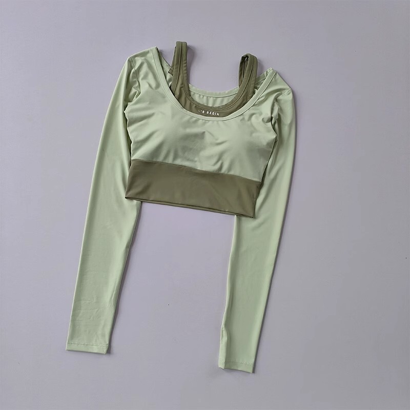 Women's Shirts Long Sleeve Running T-Shirt Workout Fiess Gym Top Pads Slim Fit Sports Training Yoga Crop Tops