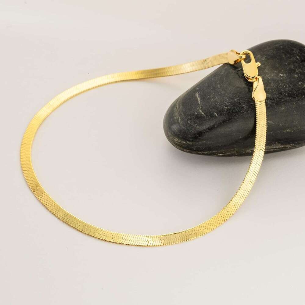 14K Gold Herringbone Chain Ankle Bracelets for Women Waterproof Vintage ful Women's Anklets 9,10,11