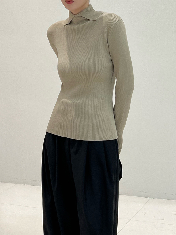9484ams Elegant Ladies' Round Neck Cashmere Sweater with Color Blocking - Cozy Knitted Top for Cold Seasons