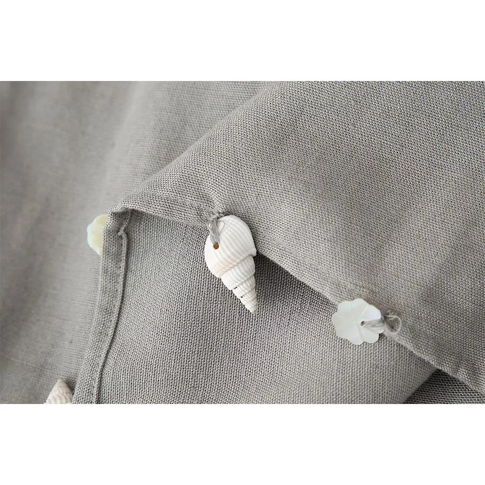 DUOPERI Women 2 Pieces Sets Shell Ornament Tops Camisole and High Elastic Waist Trousers Chic Lady Casual Pant Coordinates 241220