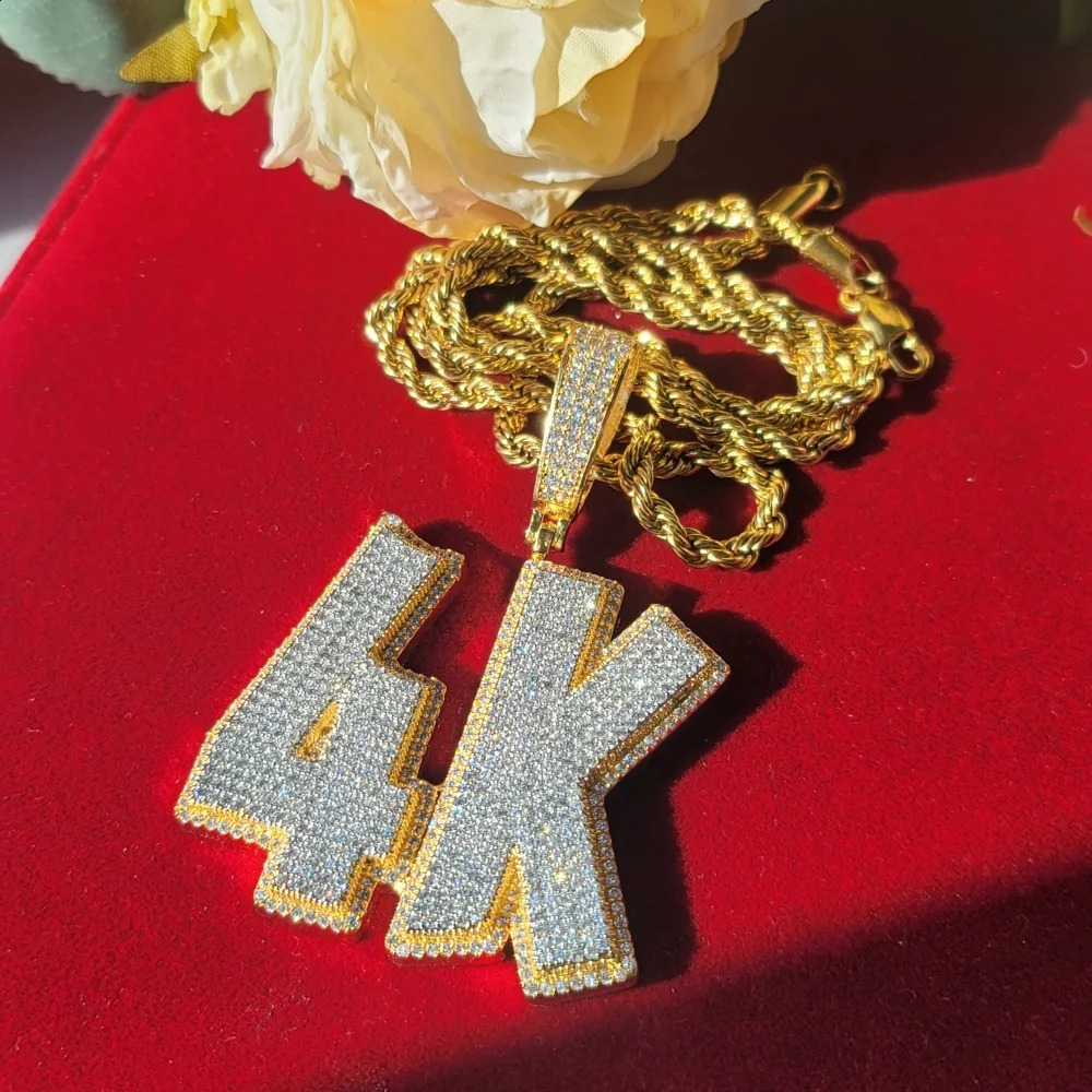 Custom Iced Out Micro Pave Cubic Zircon Double Layer Word Pendant For Women Personalized Name Necklace Hip Hop Jewelry Gifts 241226