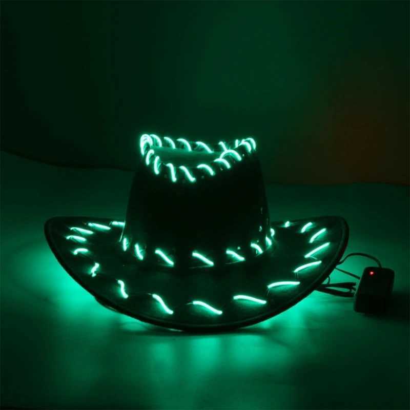 Adjustable Flash Cowboy Hat Womens Carnival Hat Lights Up Fedora Hat Accory W241225