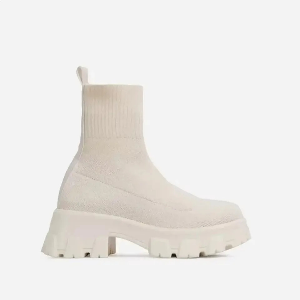 Autumn Winter Couple Shoes Women Thick-Soled Casual Large Size Red Knitted Short Boots Fashion Women Boots Size 36-41 241226