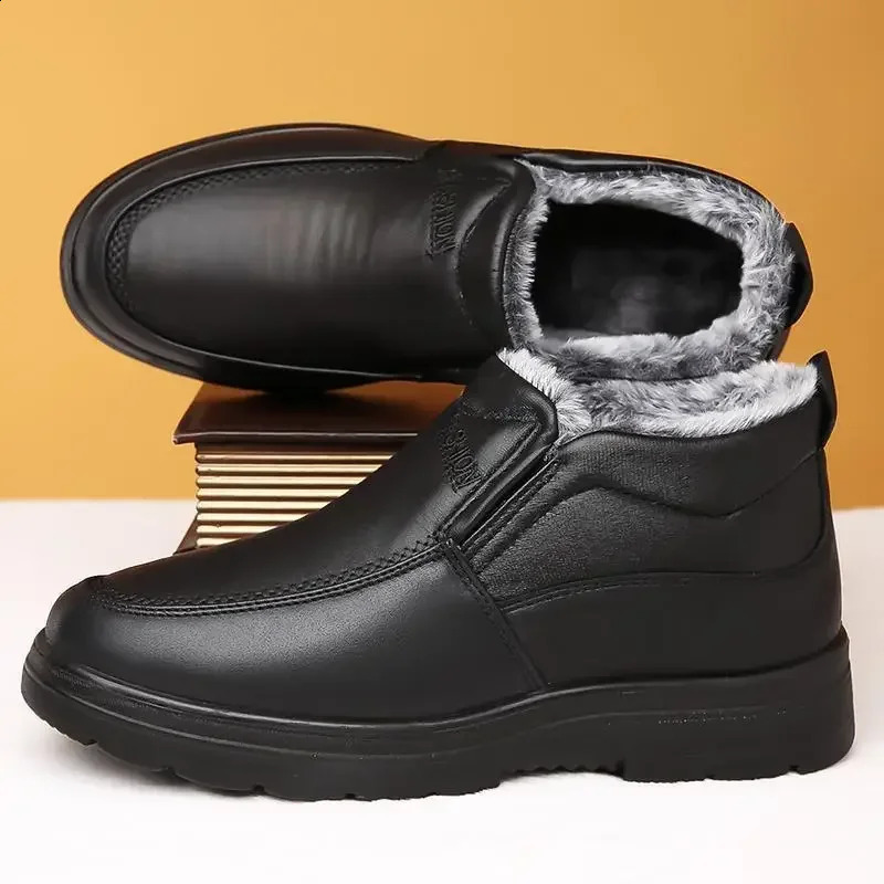 Mens Elderly Cotton Shoes As A Gift Dad Winter Plushed Warm Shoes 2024 Type Anti Slip Waterproof Outdoor Work Casual Shoes241226bj