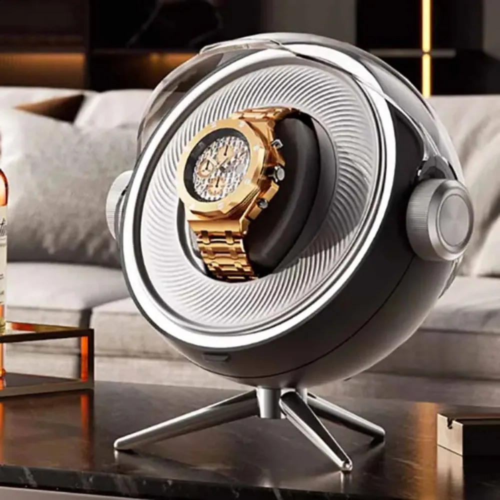 Automatic Watch Winder with Zero Magnetism Household Silent Led Watches Winding Device Bedside Mechanical Storage Box 241226