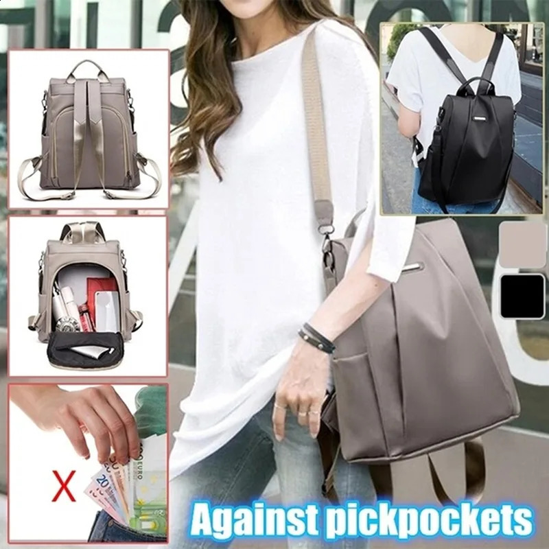 Womens Backpack Casual Nylon Solid Color School Bag Fashion Detachable Shoulder Strap Shoulder Bag Mochila Femenina 241226