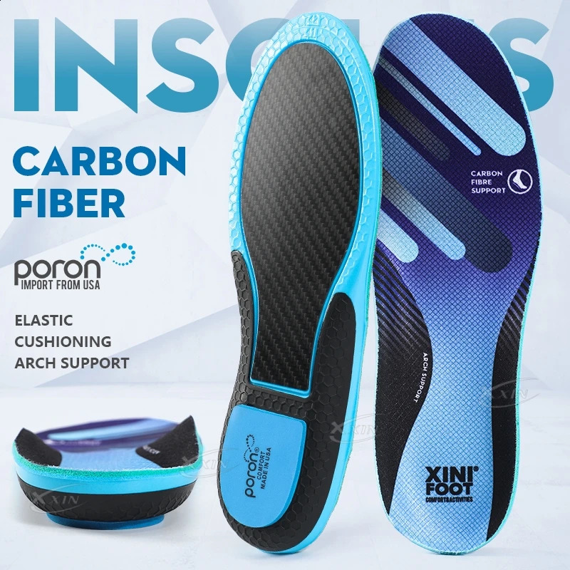 Carbon Fiber Insole Poron Cushioning heel Arch Support Shoe Insoles Pad Running Sport Shoe Insert size 35-48 241226