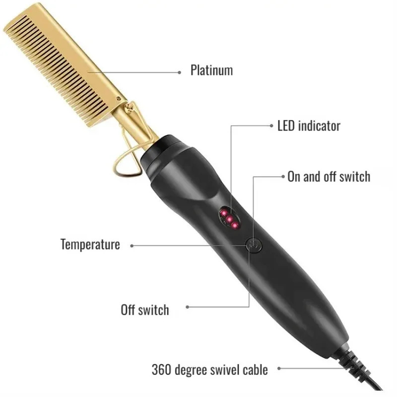 Household 2-in-1 Multifunctional Electric Hair Comb Multi Specification Plug-in Non Damaging Electric Curling Iron 241225