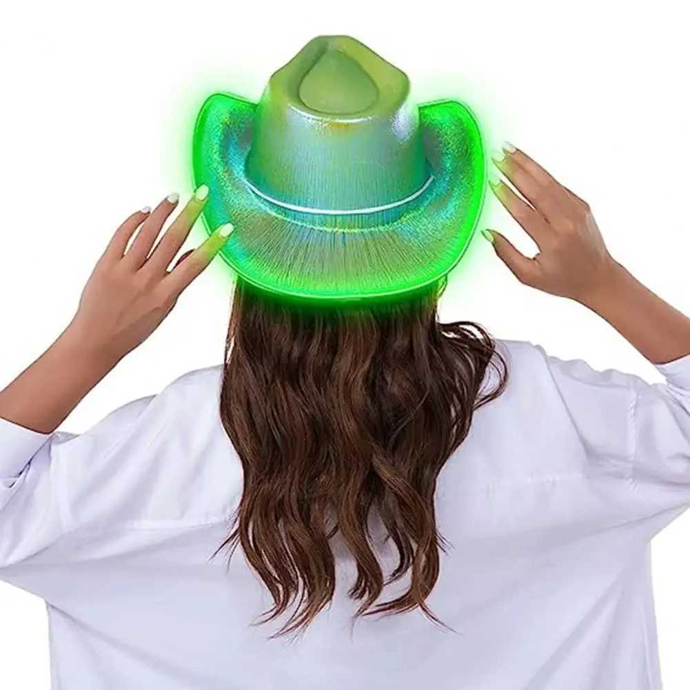 LED Cowboy Hat Makeup Party Hat Cowboy Birtay Party C Jazz Dance Performance Prop Costume Christmas Halloween LED Cowboy Hat W241225