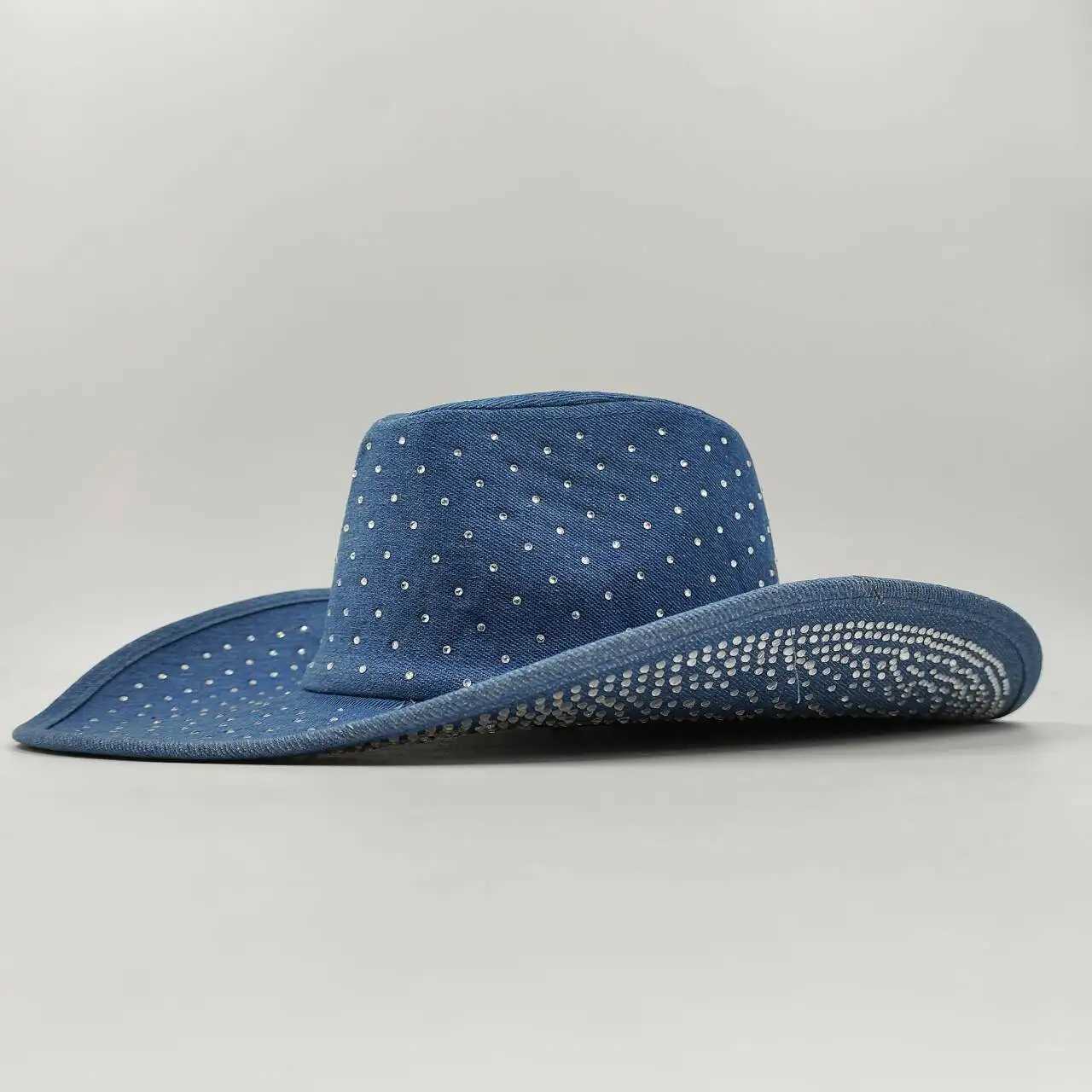 Rose red double-sided rhinestone cowboy hat black and white jazz hat western cowboy hat party stage hat W241225