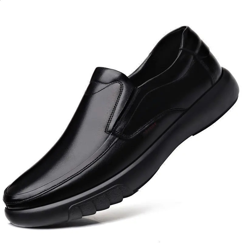 Spring and Summer Mens Business Leather Shoes 2024 Fashion Casual Mens Shoes Soft Sole Soft Leather Anti Slip Dads Shoes241226