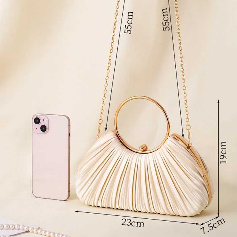 High Quality Elegant pleated evening bag luxurious womens wedding party handbag retro dress wallet fashionable green circular clutch bag T241225