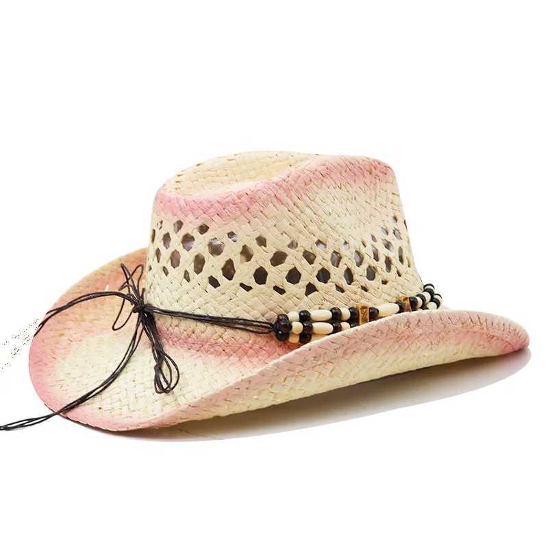 Western cowboy riding Str hat spray painted womens jazz top hat outdoor wide Brim travel performance Sunshade sun hat W241225