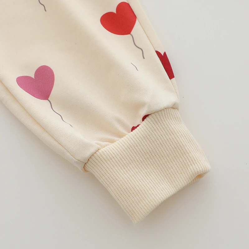 2PCS Infant Spring and Autumn Full Print Love Balloon Fashion Long sleeved Pants Set 241225