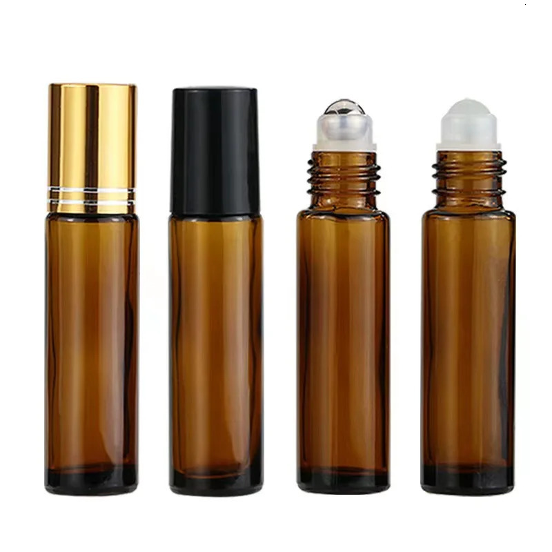 5 10ml Amber Roll On Roller Bottle Essential Oils Refillable Perfume Bottle Deodorant Containers 241225