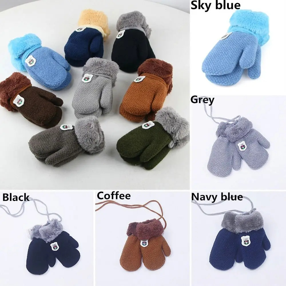 Winter Soft Plush Kids Gloves Cute Knitted Mittens Thick Warm For 29 years old 241225