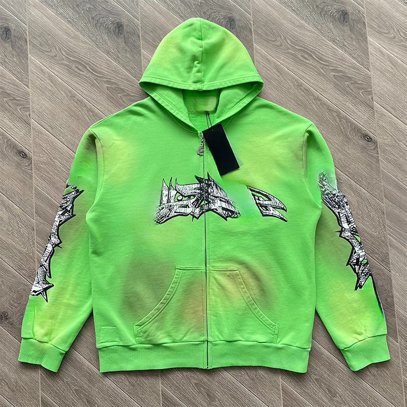 Green Hoodies Cardigan Men Hooded Mens Outerwear Casual Zip Hoodie