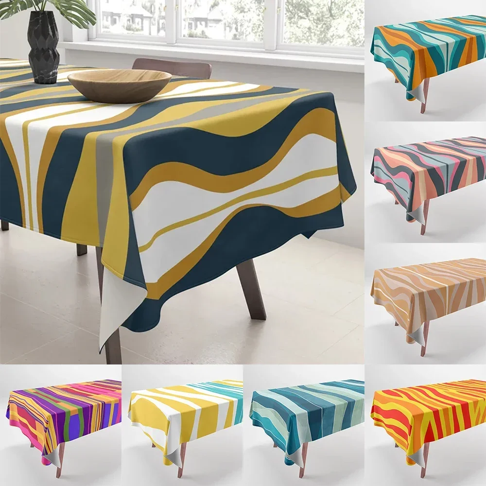 Abstract Geometric Marble Plaid Waterproof Tablecloth Wedding Decor Kitchen Coffee Decor Rectangle Event Tablecloth CTW16